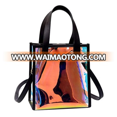 Amazon Hot Sale 2 in 1 luxury eco black clear laser cut pvc tote bags