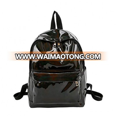 Amazon hologram laser black pvc backpacks for travelling or school children