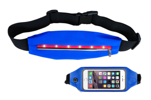 safety LED Waist Bag for Running Jogging, Convenient Waistbag for Packing Smart Phone, ID Cards